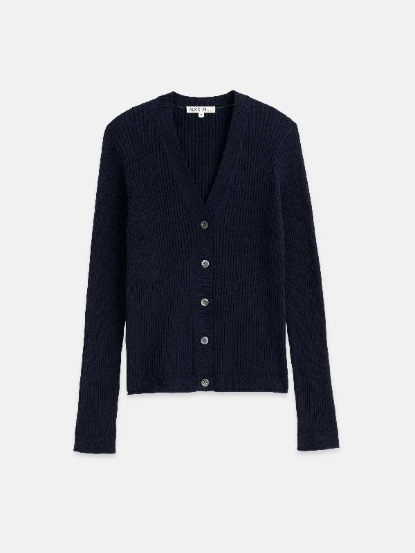 V-Neck Ribbed Cardigan Dynamic Women's High - energy