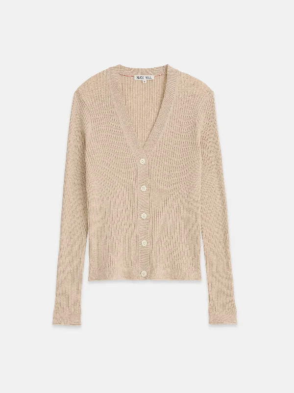 V-Neck Ribbed Cardigan Elegant Women's 