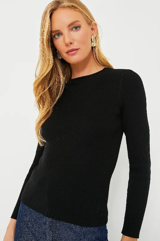 Black Alden Ribbed Crewneck Disco