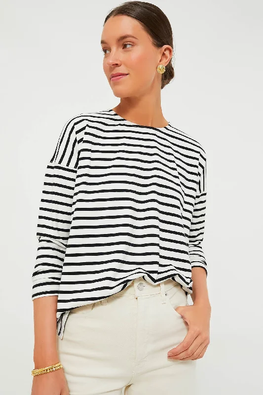 Black and White Stripe Kayne Tee Preppy Women's College