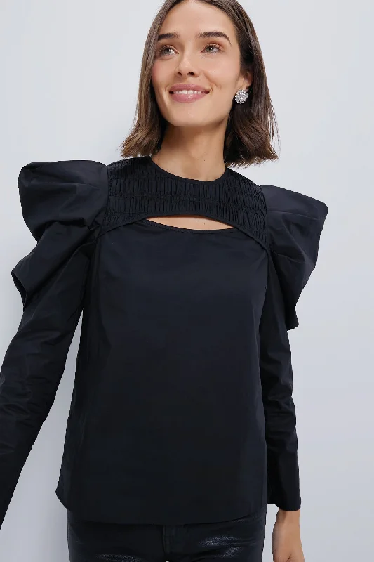 Black Keyhole Beckett Blouse Cool Women's Distressed