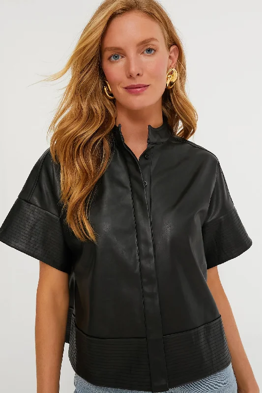 Black Leather Trapunto Stitch Sofia Shirt purpose
