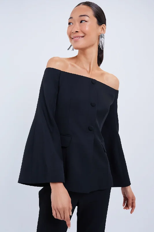 Black Off the Shoulder Bria Blouse Classic Women's Tweed