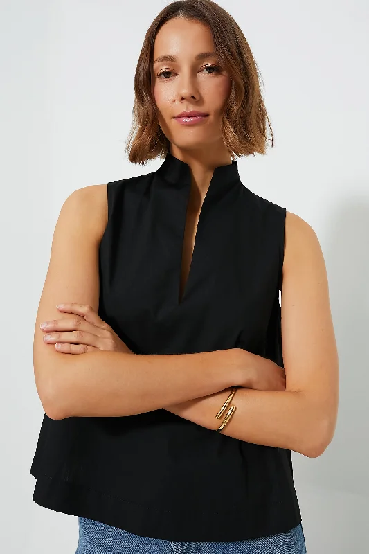 Black Sleeveless Celeste Top Sleek Women's 
