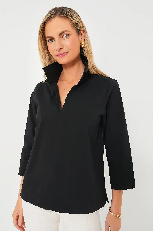 Black Sullivan Stand Collar Blouse Cool Women's Skate