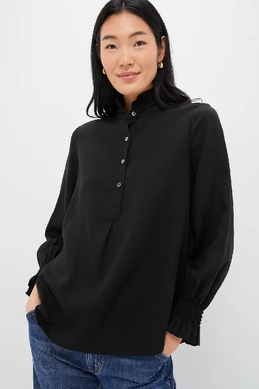 Black Teagan Popover Shirt Minimalist Women's Casual