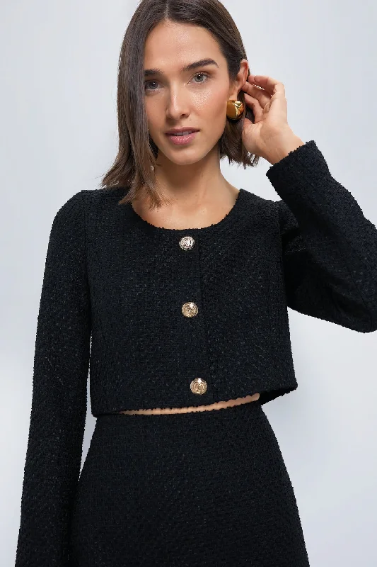 Black Tweed Cropped Dinah Top Rugged Women's Outdoor 