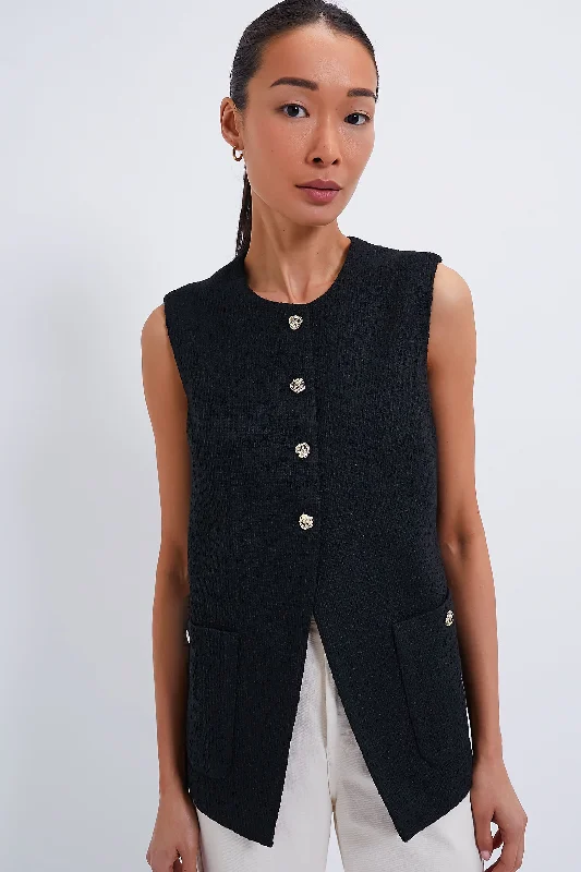 Black Tweed Sonja Top Monochromatic All - in - one