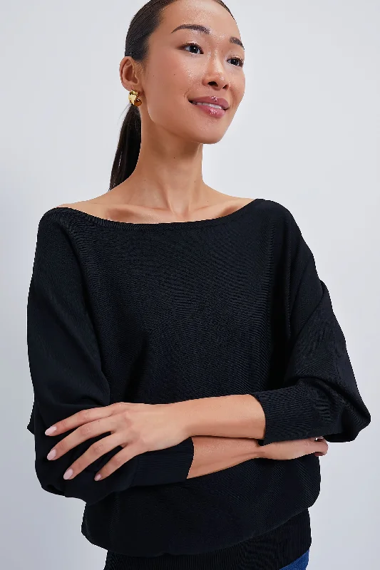 Black Wide Neck Valencia Sweater Sophisticated Women's 