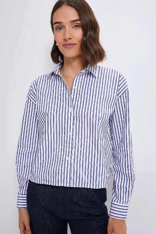 Blue Stripe Cropped Jasper Button Down Women