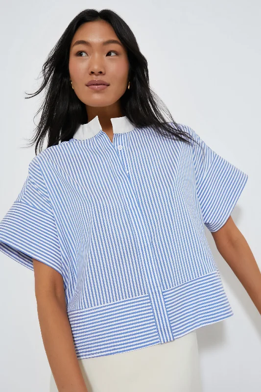 Blue Stripe Sofia Shirt Sporty Women's Tennis