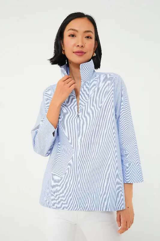 Blue Sullivan Stand Collar Blouse Gym