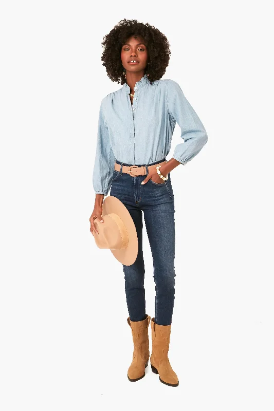 Chambray Sara B Henley Shirt Confident Women's Power
