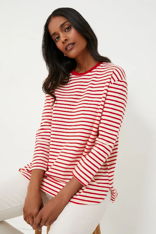 Cherry Striped Knit Popover Athletic Women's 
