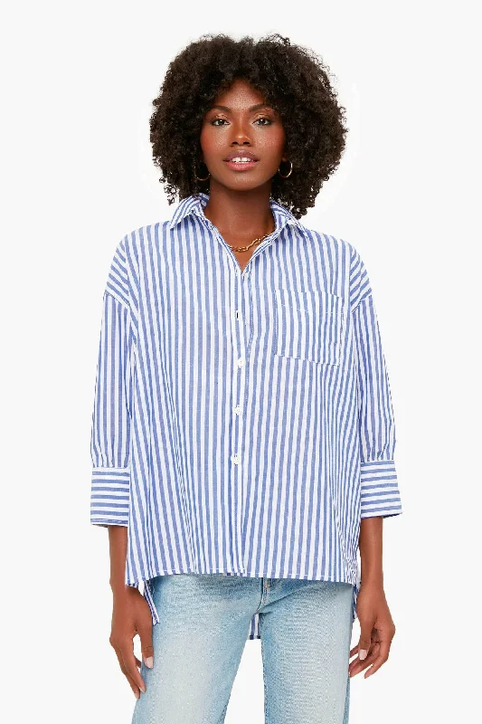 Denim Stripe Adair Boyfriend Shirt Monochromatic All - in - one