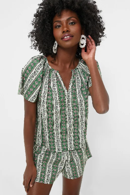 Fern and Floral Stripe Elena Top Sporty Women's Tennis