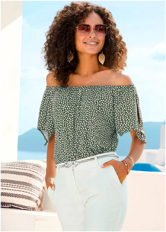 Off The Shoulder Blouse - Blue Multi garde