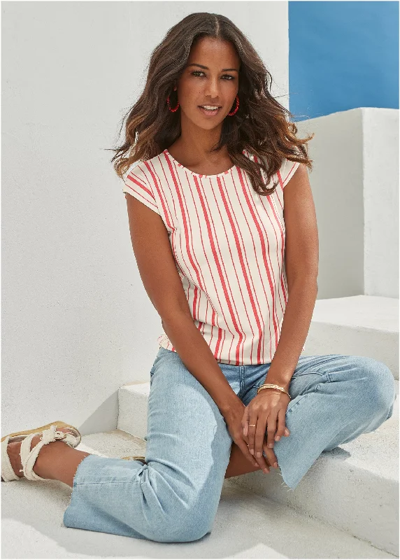 Boatneck Striped Top - Red & White Contemporary 
