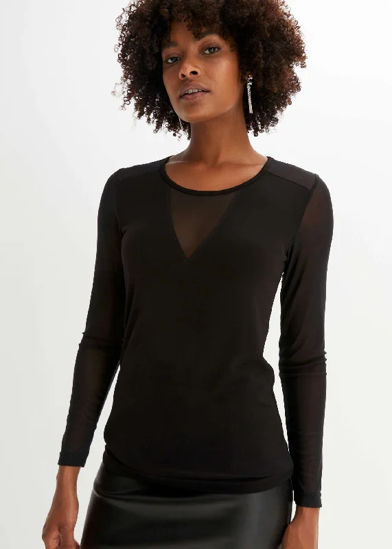 Mesh Sleeve Top - Black Adventure