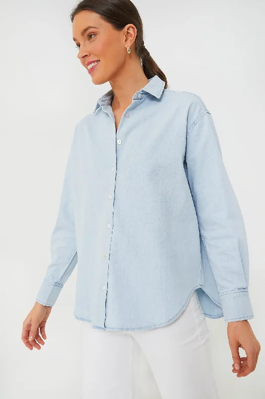 Light Wash Denim Nadine Button Down Minimalist Women's Casual