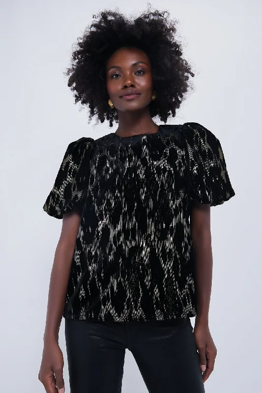 Metallic Velvet Burnout Lyla Blouse Disco