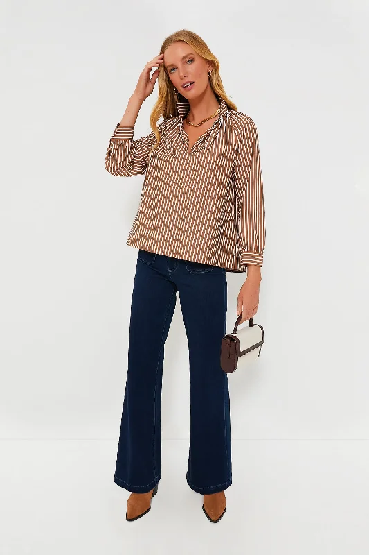 Mocha Stripe Emy Top Modern Women's Tech
