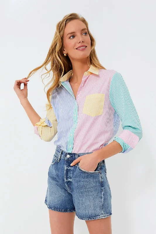 Bright Multi Stripe Boyfriend Shirt garde
