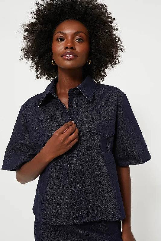 Navy Denim Tessa Top Classic Women's Pin - striped