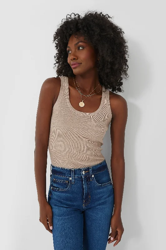 Oat Shelby Rib Knit Tank Artistic Women's Hand - painted