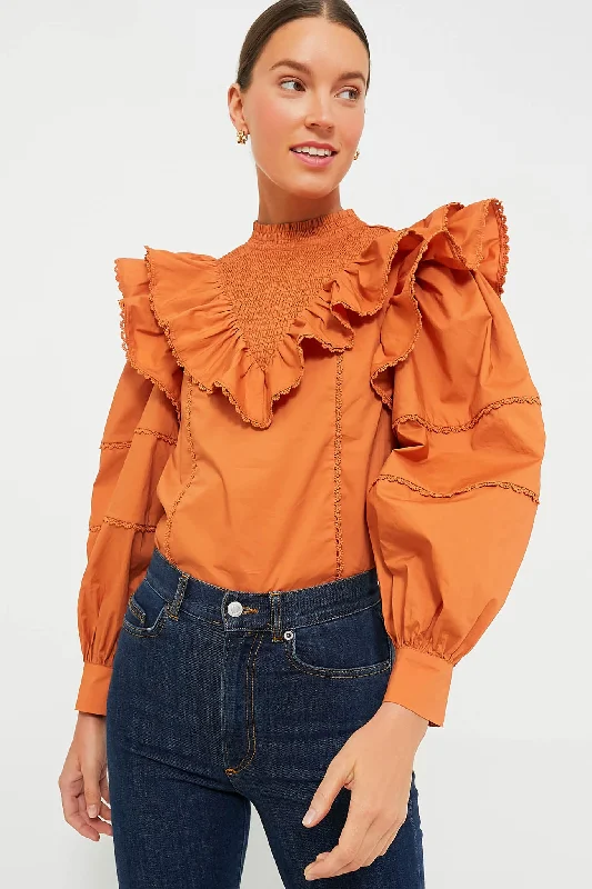 Persimmon Ruffle Parker Blouse Dapper Women's Bow - adorned