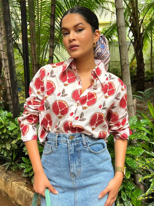 Printed Cotton Shirt Artistic Women's Avant - 