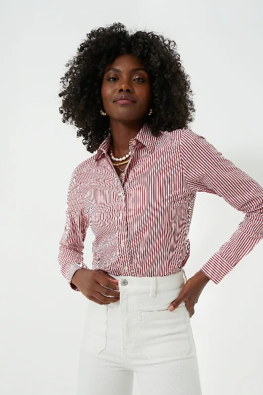 Red and White Stripe Icon Shirt Dynamic Women's High - energy