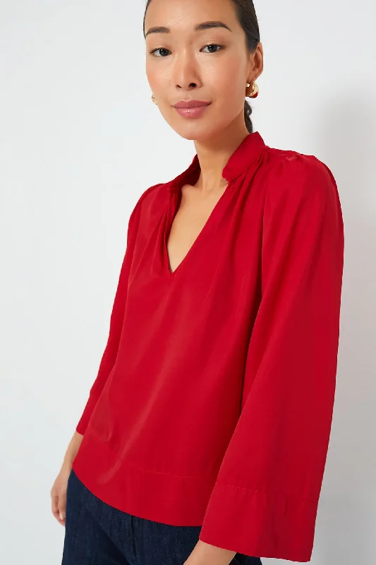 Red Phillipa Blouse Confident Women's High - fashion