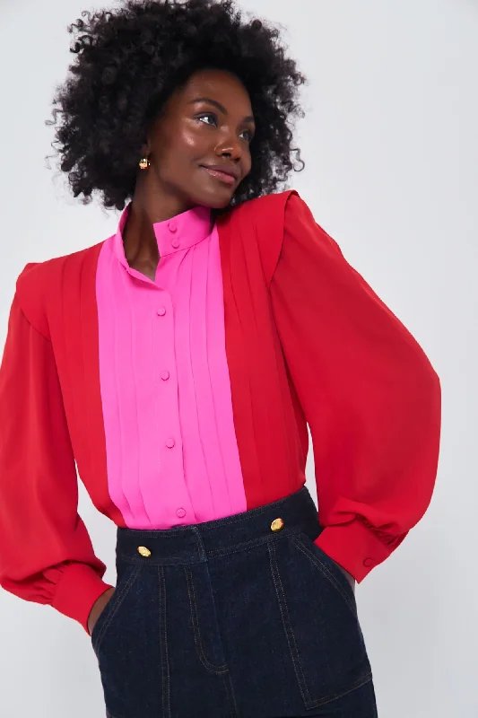 Scarlet and Hot Pink Grove Blouse Contemporary 