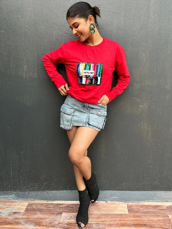 Sequinned Sweatshirt Relaxed Women's Beachy