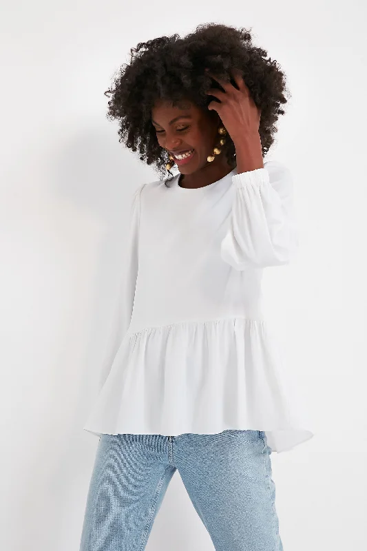 White Carlota Peplum Blouse Relaxed Women's Beachy