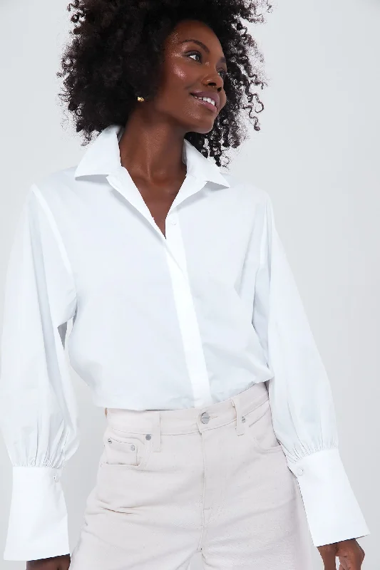 White Cotton Britwell Blouse Cozy Women's Winter