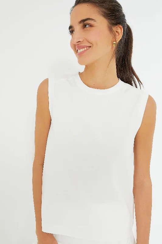 White Cotton Sasha Tank Stylish Women's Tropical 