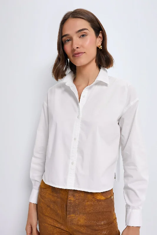 White Cropped Jasper Button Down Hip Women's Retro
