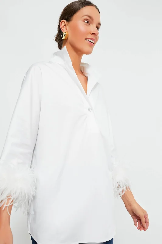 White Feather Willow Blouse Vintage Women's 1970S 