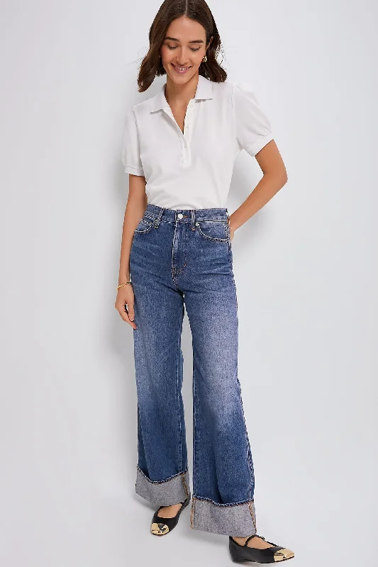White Pique Puff Sleeve Peggy Polo Modern Women's 