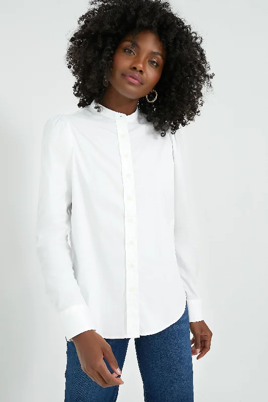 White Puffed Shoulder Shirt Practical Women's Quick - dry