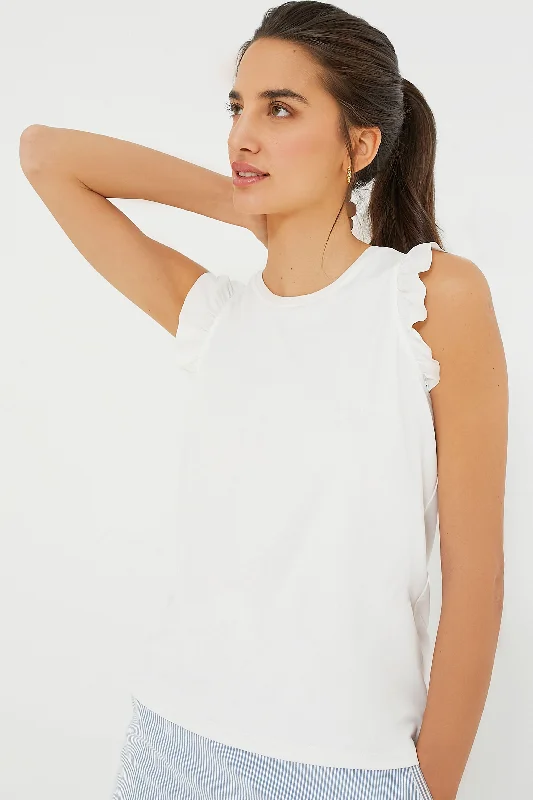 White Ruffle Lea Tank Women