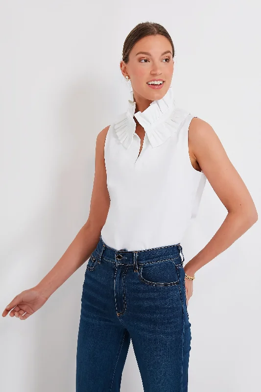 White Sleeveless Bouvier Blouse Unique Women's Upcycled