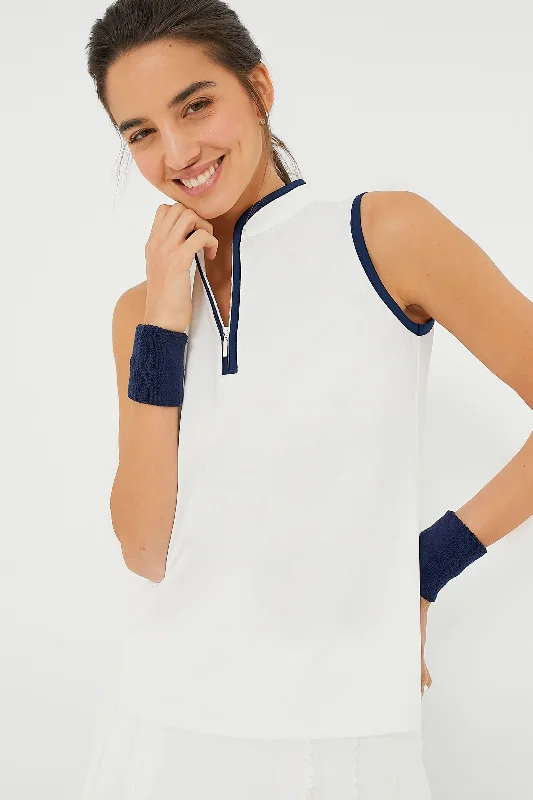 White Sleeveless Connors Mock Neck Adventure