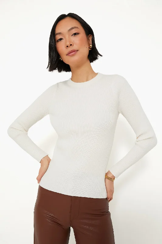 Winter White Alden Ribbed Crewneck Stylish Women's Neon