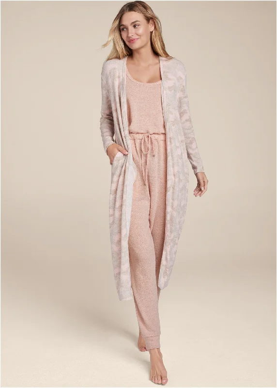 Cozy Hacci Duster - Pink Multi Tough Women's Military - inspired