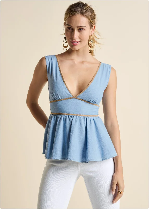 Chambray Babydoll Top - Medium Wash Cool Women's Skate