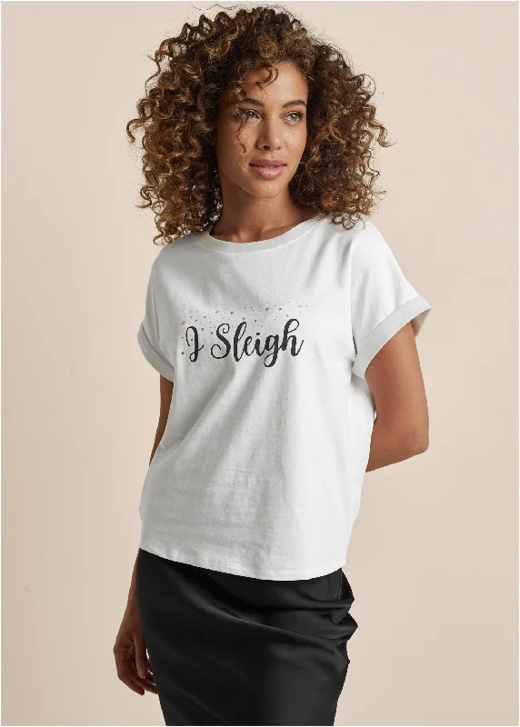 I Sleigh Graphic Tee - White Elegant Women's 