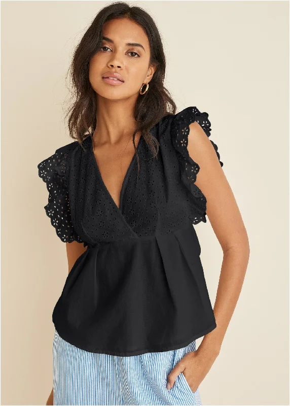 Eyelet Ruffle Tank - Black Artistic Women's Avant - 